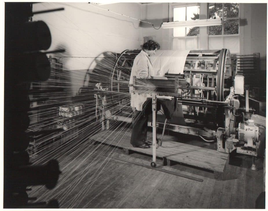 19th Century Sectional warping mill at Humphries Weaving deVere Mill 1976