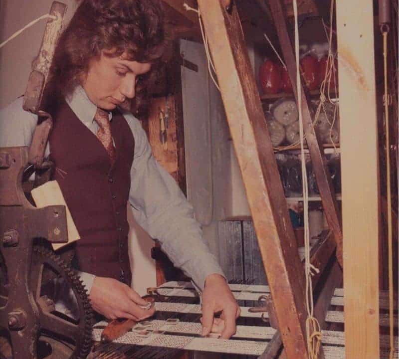 Richard weaving the Penta Hotel Blinds at Ashburton Lodge in 1973