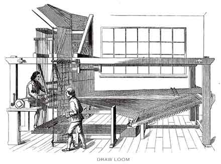 A draw loom on which the Kedleston and New Kedleston designs would have been originally woven on in the 18th Century.