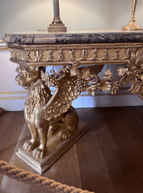 The Dining Room Spencer House original carved giltwood console tables by John Vardy, on loan from the V&A and Temple Newsam