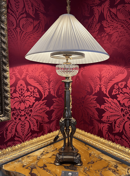 Spencer House The Great Room, a lamp sitting on a bespoke table