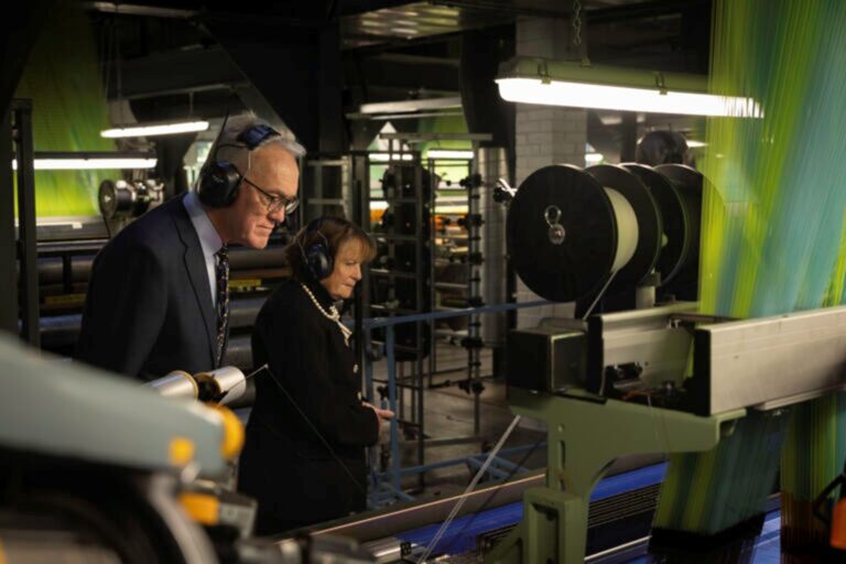 Mark Pendlington & Countess of Euston inspecting the loom