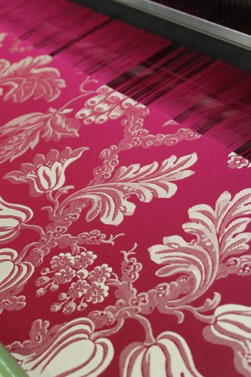On Loom red damask at Humphries Weaving