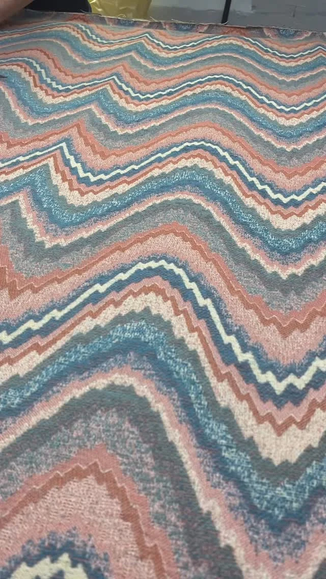 Our Cornish Flame Stitch with our incredible inspection team being cut for our archive. For every bespoke project, we keep a piece of the fabric for our archive 

If you are interested in a bespoke fabric for your interiors or a project you are working on contact us at fabrics@humphriesweaving.co.uk or give us a call 

#bespoketextiles #interiorfabrics #madetoorder #HumphriesWeaving #flamestitch