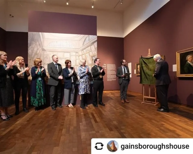 Yesterday, we had the pleasure of a guided tour around Gainsborough House, with the new exhibition: Masterpieces from Kenwood: The Splendour of British & French Painting. What an enlightening tour and we are so lucky to have @gainsboroughhouse on our doorstep. 

It reminded us of some of the work we wove for Gainborough's House to honour welcoming His Royal Highness The Duke of Gloucester. 

'The Duke toured our newly restored historic house and contemporary gallery spaces, taking a keen interest in the architectural vision behind the transformation. As a trained architect, His Royal Highness had the opportunity to view the craftsmanship and design that have shaped this ambitious project, supported by The National Lottery Heritage Fund.' - Gainsborough House
#HumphriesWeaving #Gainsboroughhouse #Kenwood #Gainsborough #DukeofGloucester #Craftsmenship #britishweaving #jacquardweaving