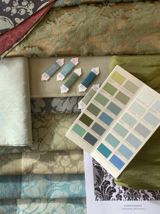 Behind every bespoke project lies careful planning and meticulous attention to detail. Here's a glimpse into our design process: fabric samples, colour swatches, alongside our comprehensive yarn colour chart, we will create your bespoke fabric.

From our extensive range of silk colours to selecting complementary tones, every element is considered to ensure your bespoke weaving harmonises beautifully with your interior scheme. 

Whether you need robust fabrics for upholstery, elegant drapes for curtains, refined textures for wall coverings, or luxurious materials for soft furnishings, we weave to the exact quality and weight specifications your project demands.

#BespokeWeaving #ColorCoordination  #FabricDesign  #DesignProcess #HomeDecor #CustomFabrics #InteriorStyling #WeavingTradition #LuxuryInteriors  #FabricSelection #HumphriesWeaving